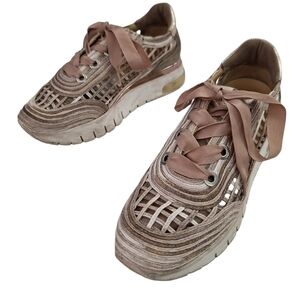 Softwaves Alma Kaki Sneakers Platform Woven Raffia Rose Gold Womens 39 US 9